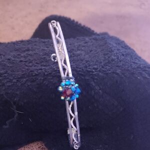 Swarovski Silver Bracelet with Vibrant Blue Crystal